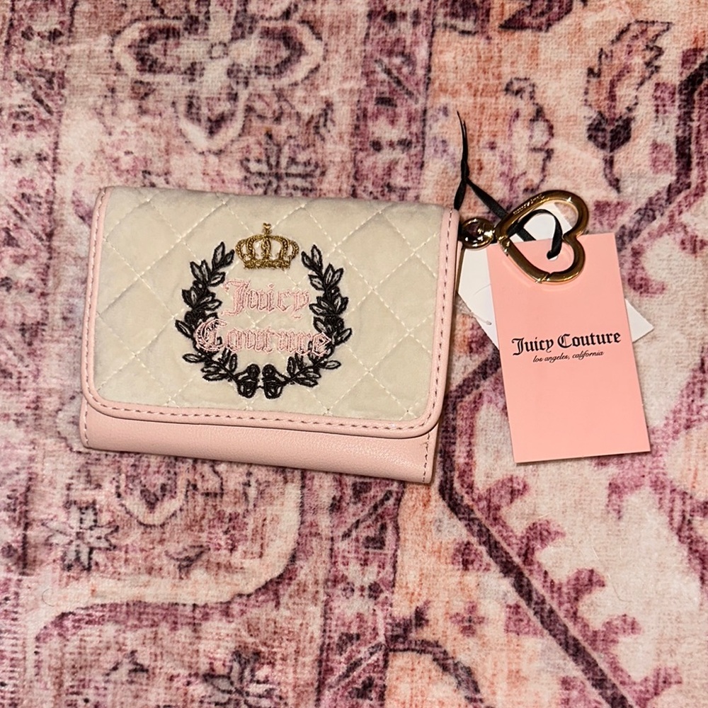 Juicy Couture Pink and Cream Wallet with Crown Logo